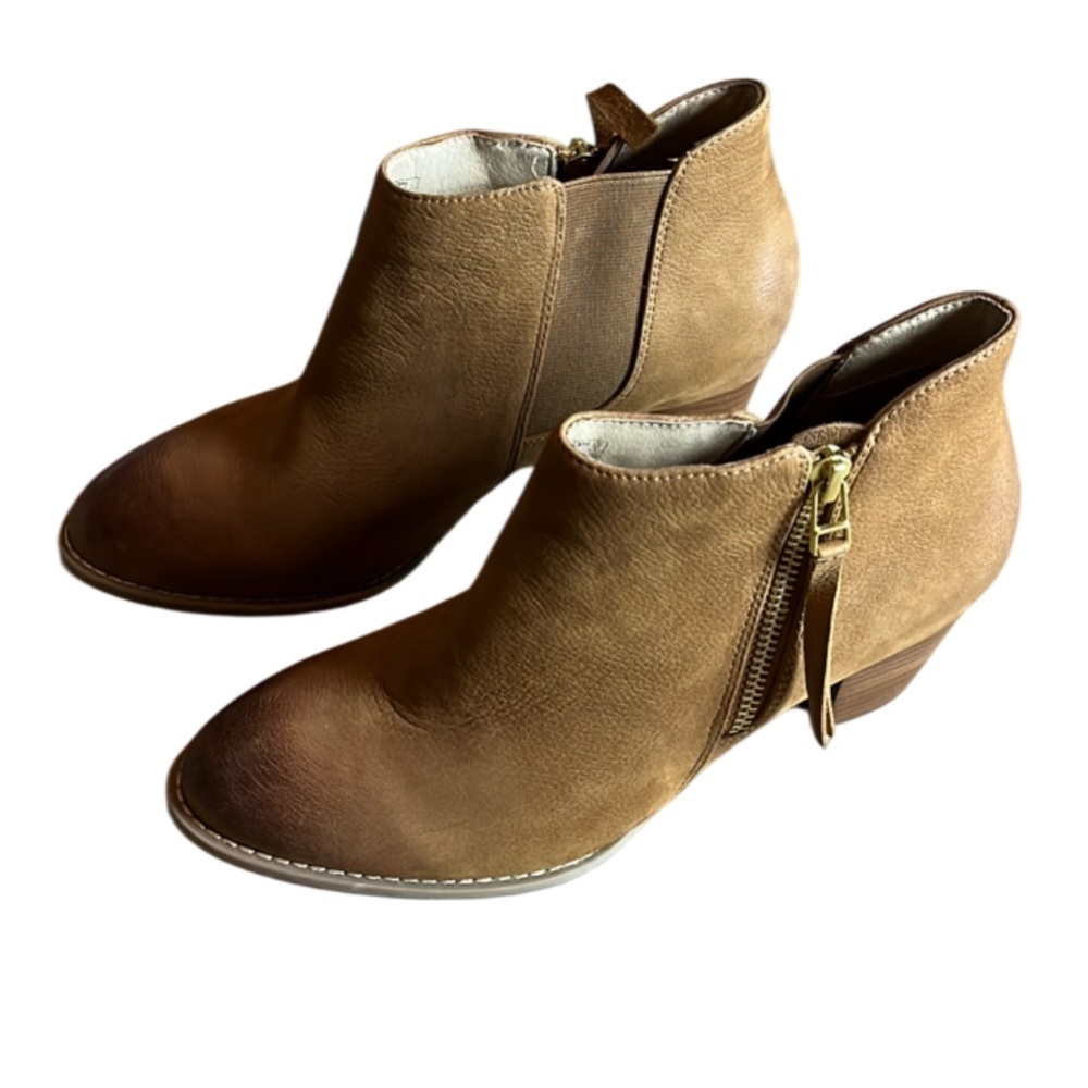 VIONIC Sterling Saddle/Carmel Brown Booties Leather/ Suede Ankle Boots Size 7.5